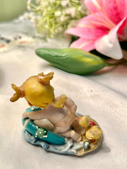 Baby with Ducklings Pool Figurine Pastel Miniature Decor 8cm