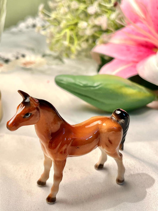 Miniature Brown Horse Ceramic Figurine 3 in