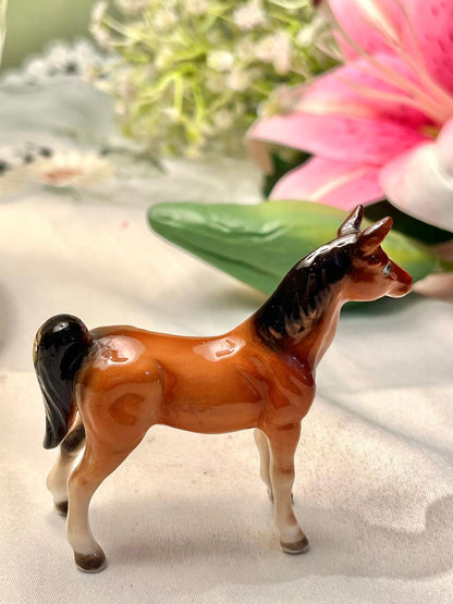 Miniature Brown Horse Ceramic Figurine 3 in