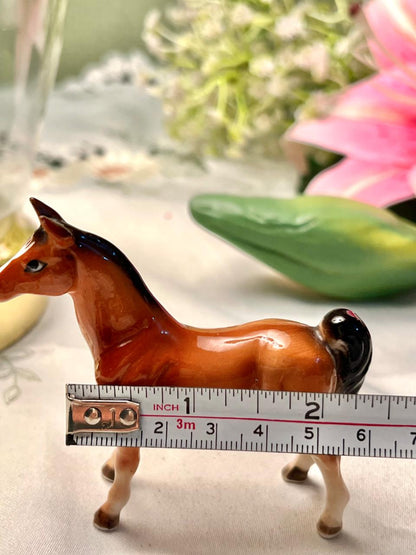 Miniature Brown Horse Ceramic Figurine 3 in