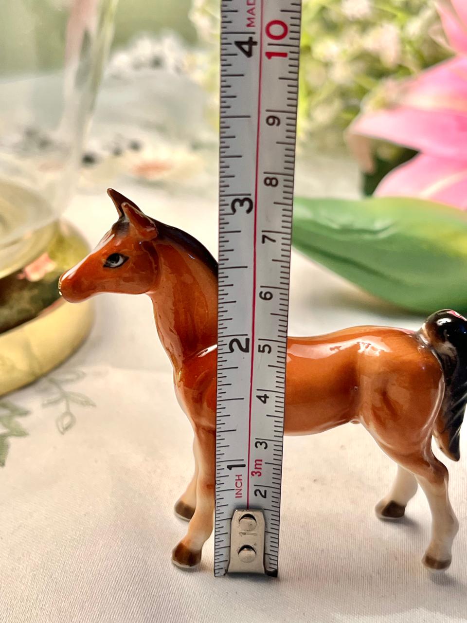 Miniature Brown Horse Ceramic Figurine 3 in
