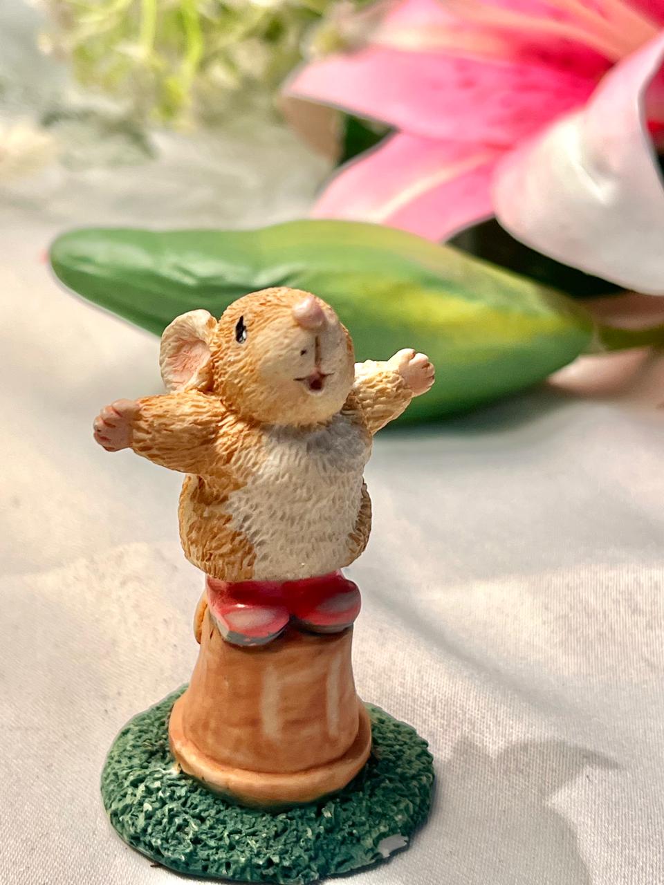 Miniature Mouse Figurine on Stool – Approx. 3 Inch
