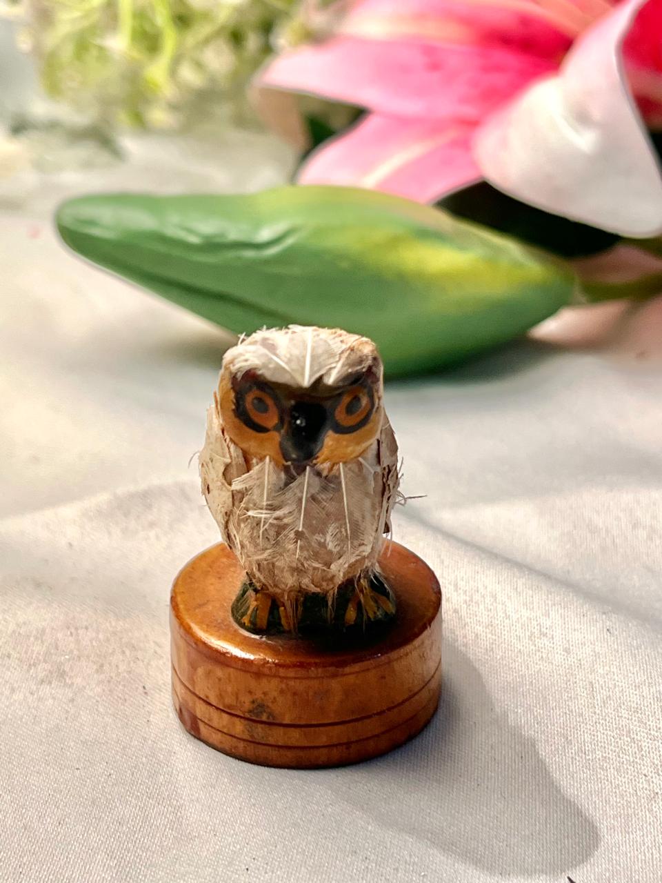 Miniature Owl Figurine on Round Base – Approx. 2.5 Inch