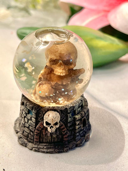Skull Skeleton Crystal Globe Gothic Decor 8cm