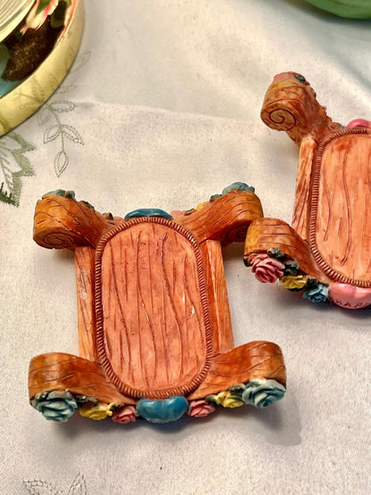 Floral Scroll Chair Miniature Decor 2-Piece 8cm