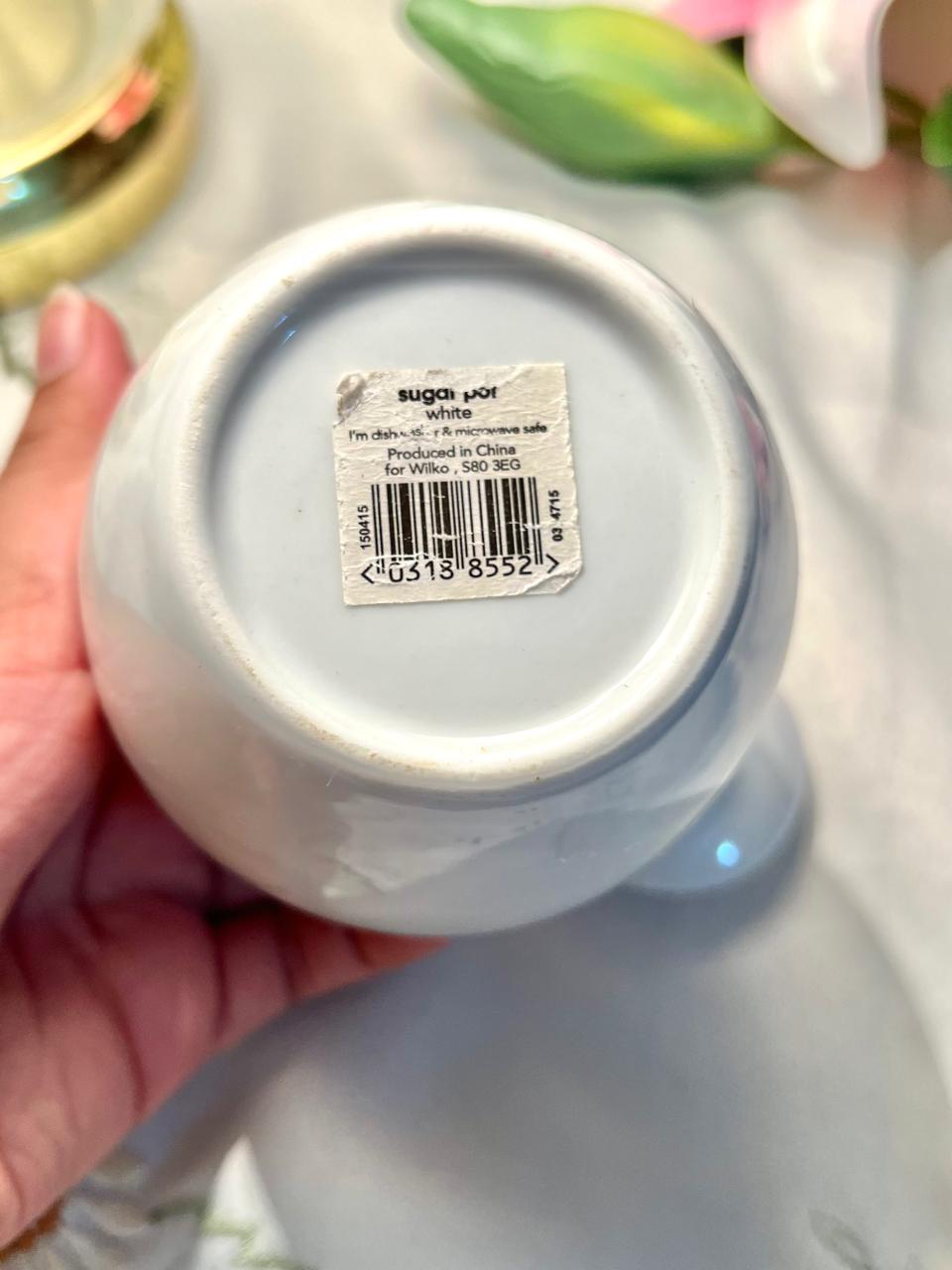 Wilko White Ceramic Sugar Pot with Lid 11cm