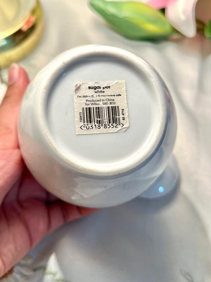 Wilko White Ceramic Sugar Pot with Lid 11cm