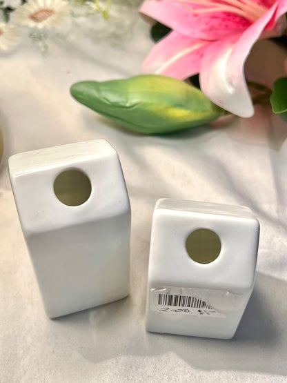 Pair of White Ceramic Rectangular Decorative Holders