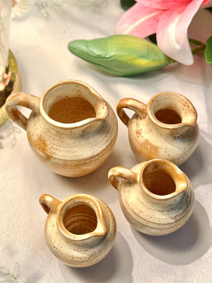 4-Piece Speckled Ceramic Mini Jug Set Cream Brown