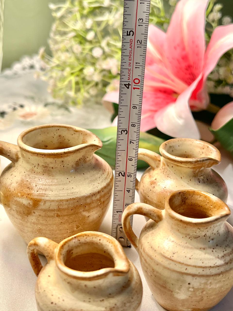 4-Piece Speckled Ceramic Mini Jug Set Cream Brown