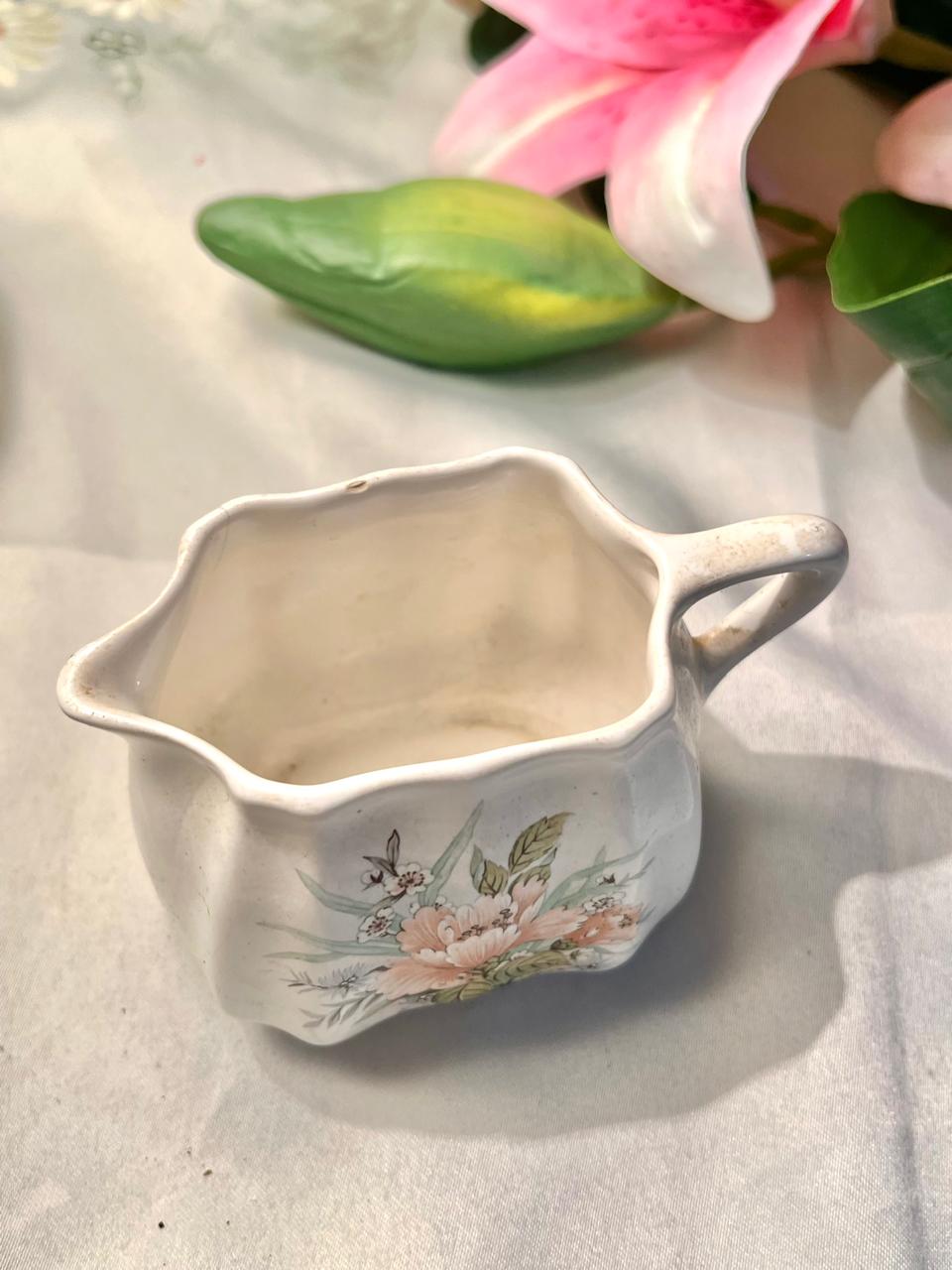 Floral Ceramic Wall Pocket Planter 4 in