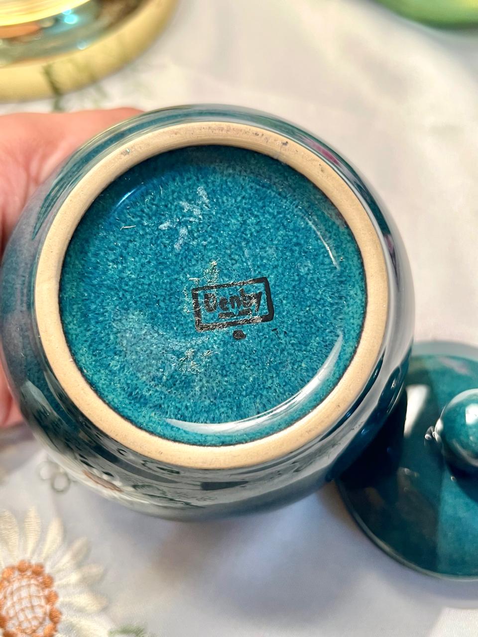 Teal Glazed Ceramic Lidded Jar 4 in