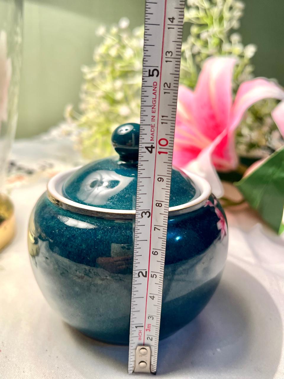 Teal Glazed Ceramic Lidded Jar 4 in