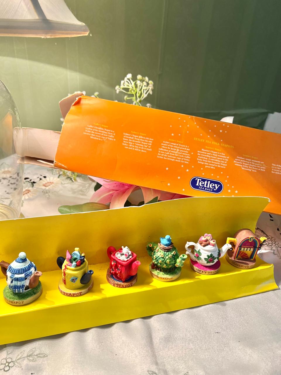 Tetley Tea Folk Teapots 6-Piece Miniature Figurine Set