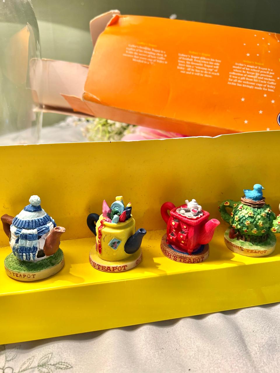Tetley Tea Folk Teapots 6-Piece Miniature Figurine Set