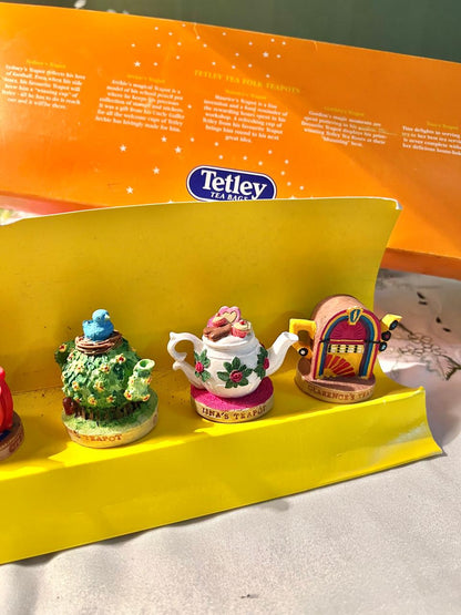 Tetley Tea Folk Teapots 6-Piece Miniature Figurine Set