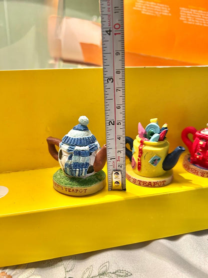Tetley Tea Folk Teapots 6-Piece Miniature Figurine Set