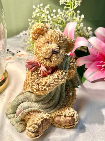 Teddy Bear Figurine with Blanket 6 in