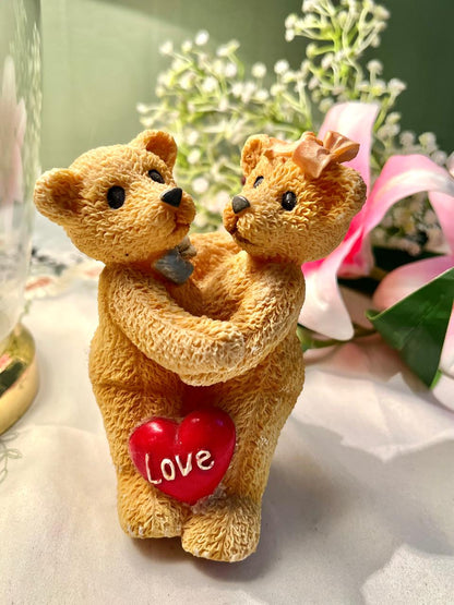 Teddy Bear Couple Love Heart Figurine 5.5 in