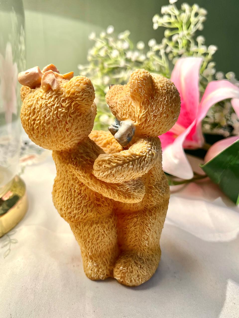 Teddy Bear Couple Love Heart Figurine 5.5 in