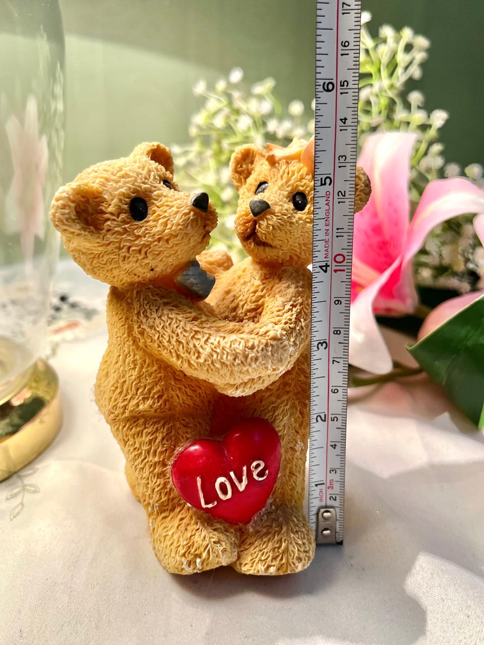 Teddy Bear Couple Love Heart Figurine 5.5 in
