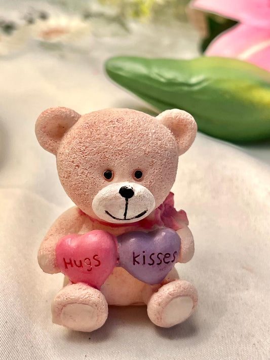Teddy Bear Hugs & Kisses Heart Figurine 2.5 in