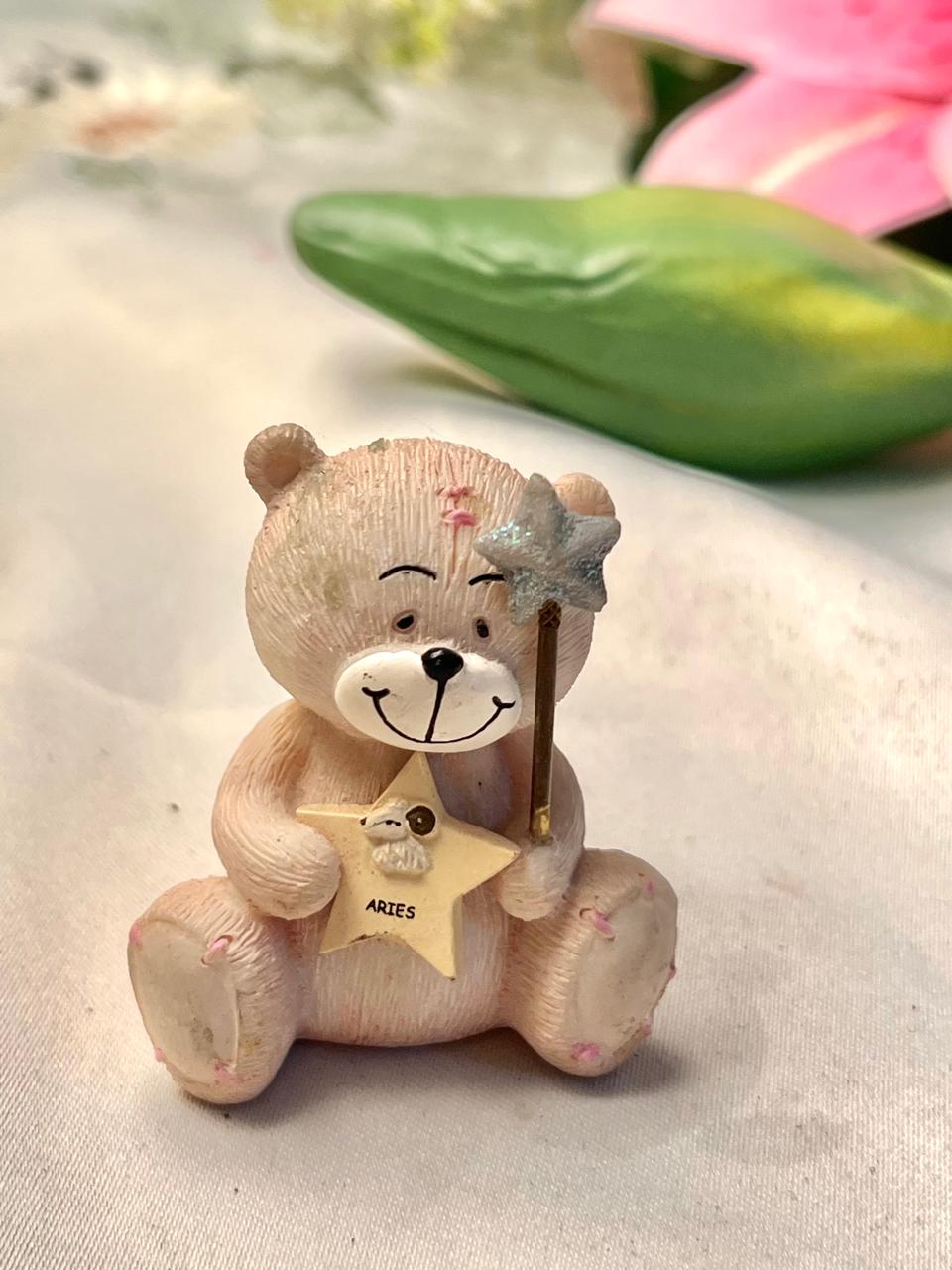 Aries Teddy Bear Zodiac Star Figurine 2.5 in