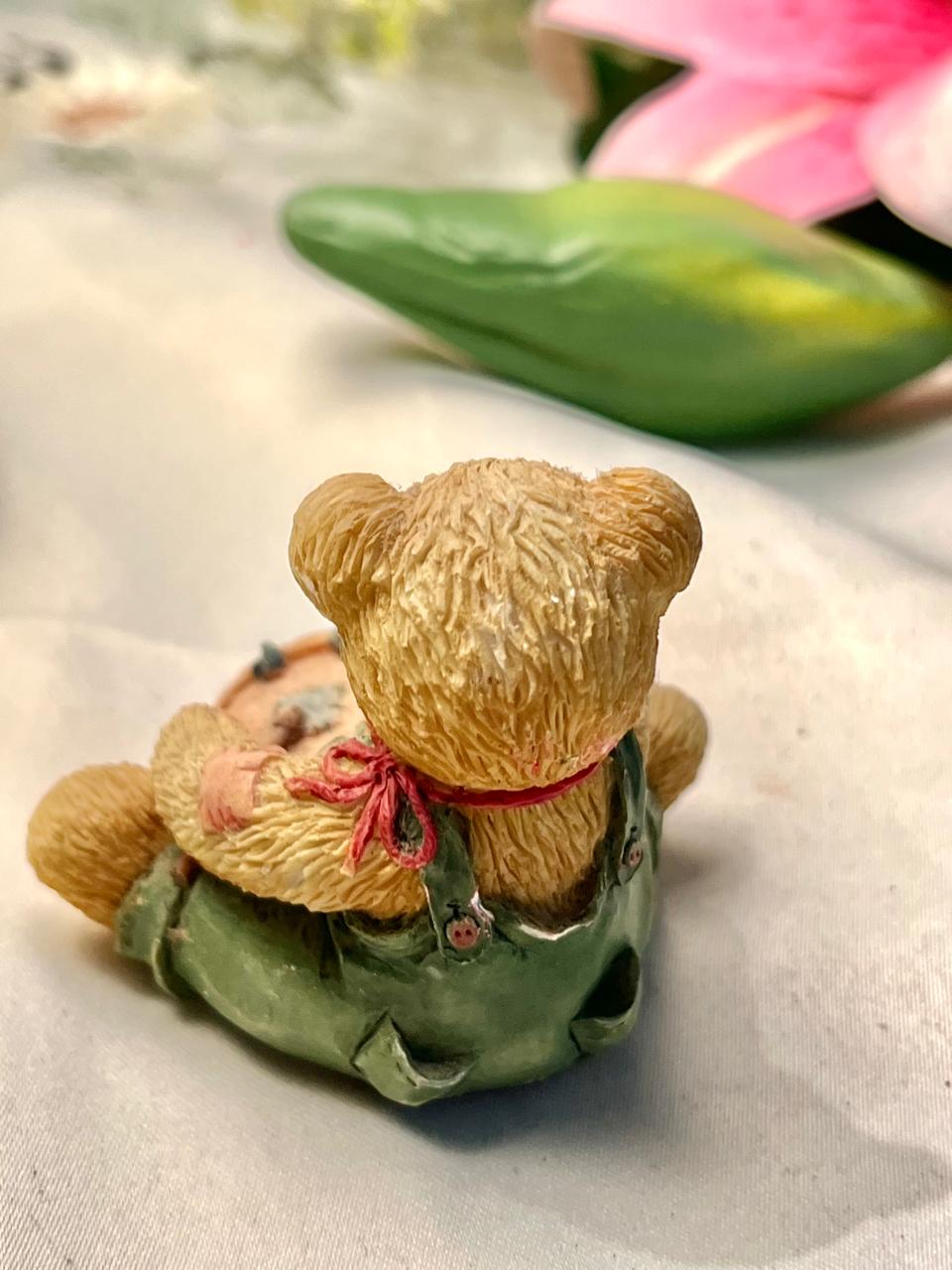Teddy Bear Drummer Figurine with Red Drum 2.7 in