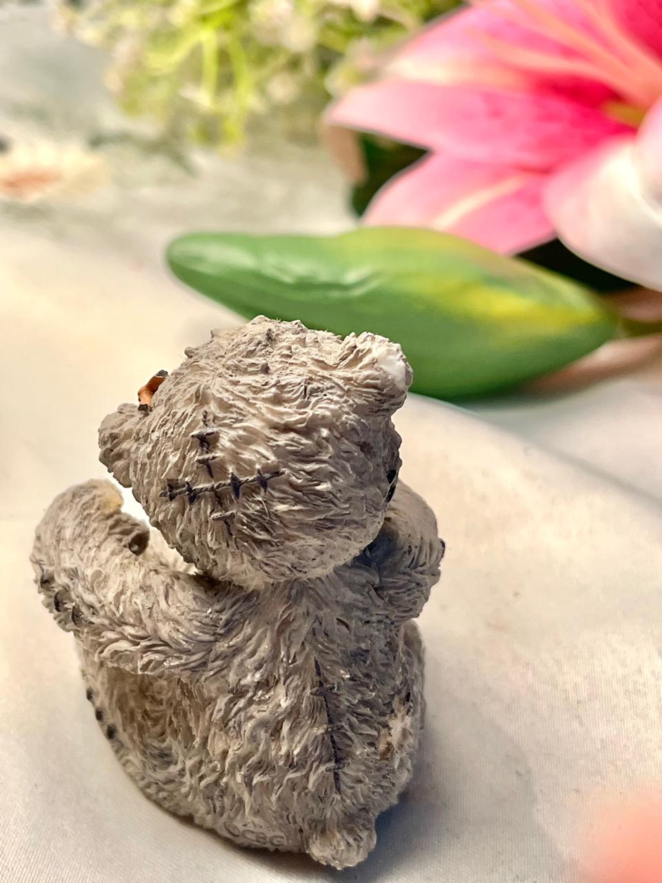 Grey Teddy Bear Decorative Figurine 2.5 in