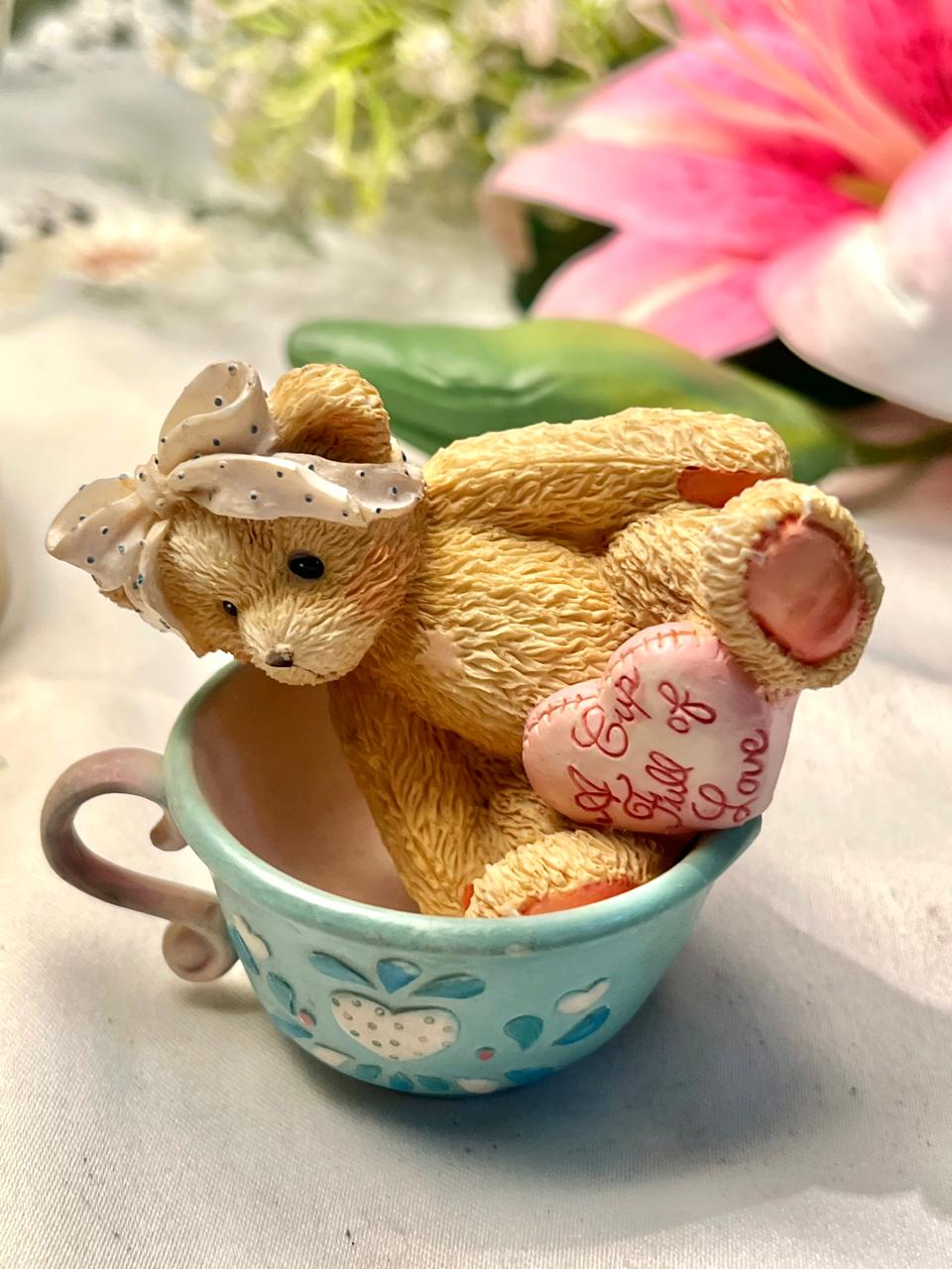 Margaret A Cup Full of Love Enesco Teddy Figurine 3.5 in