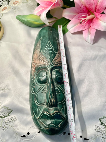 (Rare Find) Vintage hand-carved tribal wooden wall mask Wall Plaque Approx. 12 inch