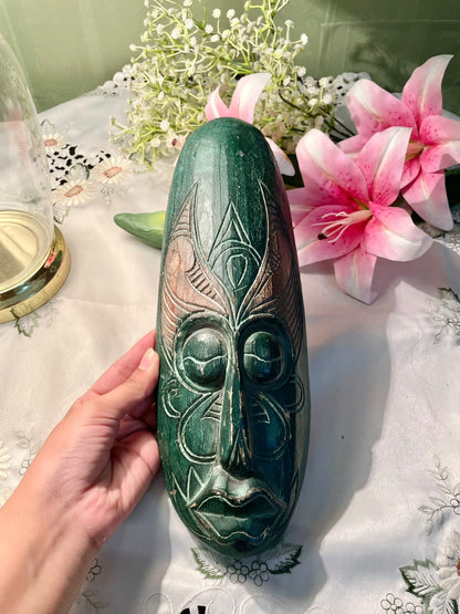 (Rare Find) Vintage hand-carved tribal wooden wall mask Wall Plaque Approx. 12 inch