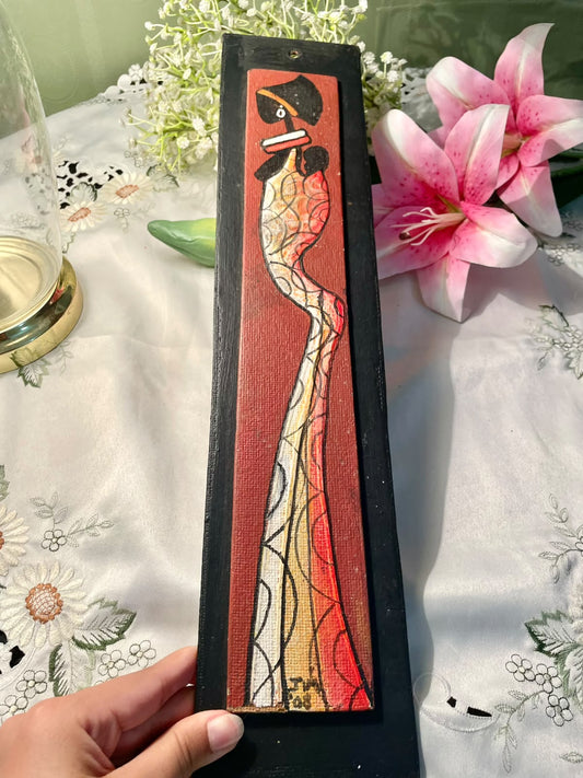 (Rare Find ) Vintage African Tribal Folk Art (or Abstract African Lady Painting) Wall Plaque Approx. 18.5 inch