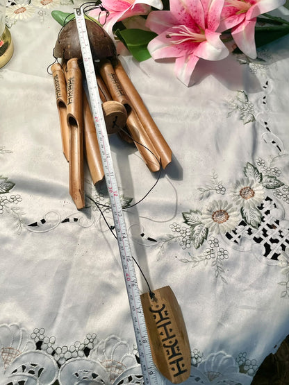 Wooden Wind Chime with Natural Brown Dome – Approx. 32 cm