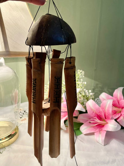 Wooden Wind Chime with Natural Brown Dome – Approx. 32 cm