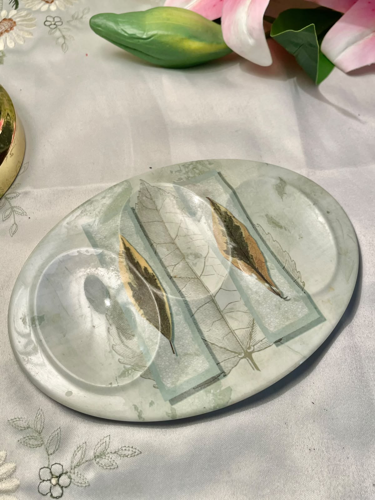Melamine Feather Design Spoon Rest  – 20 cm
