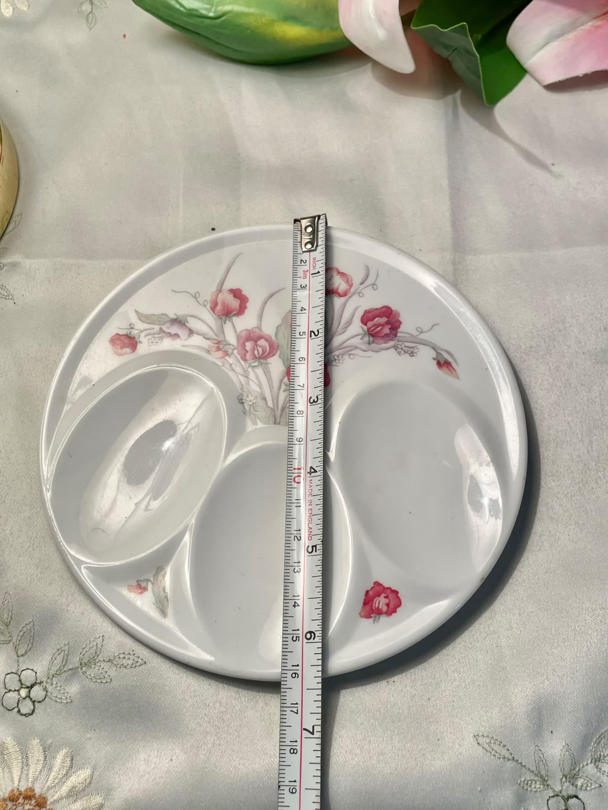 Pink Floral Divided Melamine Spoon rest  – 16 cm