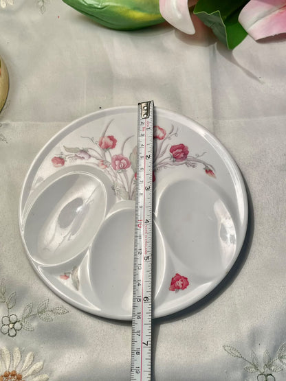Pink Floral Divided Melamine Spoon rest  – 16 cm