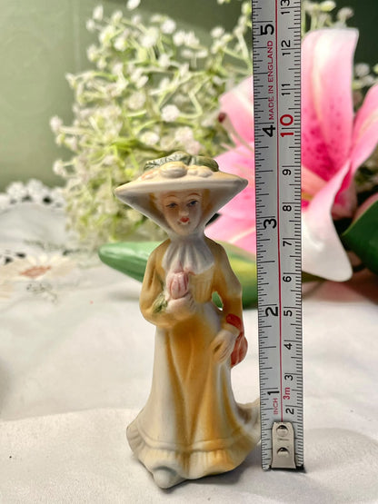 Victorian Lady Figurine in Yellow Dress – Approx. 9 cm