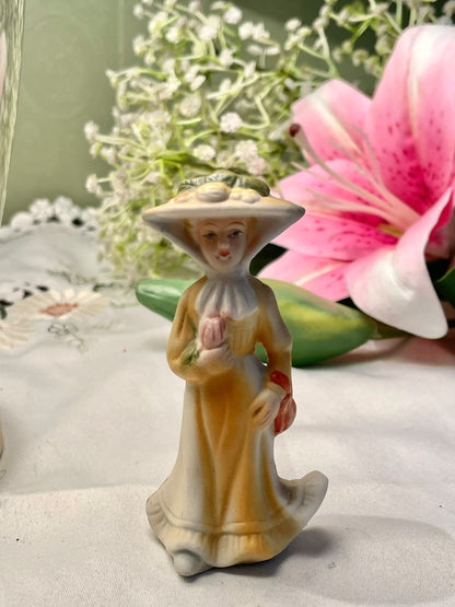 Victorian Lady Figurine in Yellow Dress – Approx. 9 cm