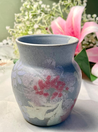 Grey Floral Ceramic Vase – Approx. 10 cm