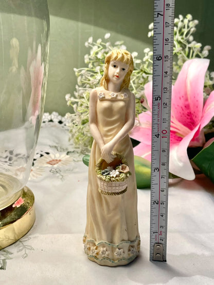 Lady with Flower Basket Figurine – Approx. 15 cm