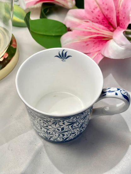 V&A Fine Bone China Blue Floral Mug 3.5 in