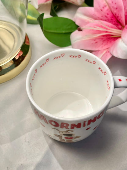 Boofle Morning Handsome Fine China Mug Red Hearts 4 in
