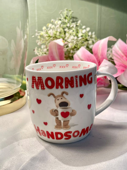 Boofle Morning Handsome Fine China Mug Red Hearts 4 in