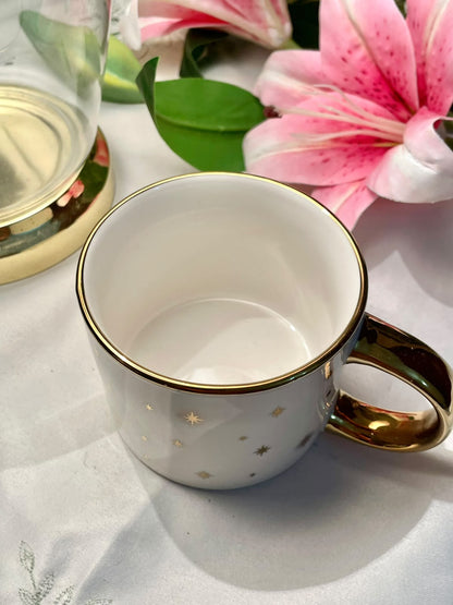 HOME Fine China Gold Starburst Mug 3.5 in