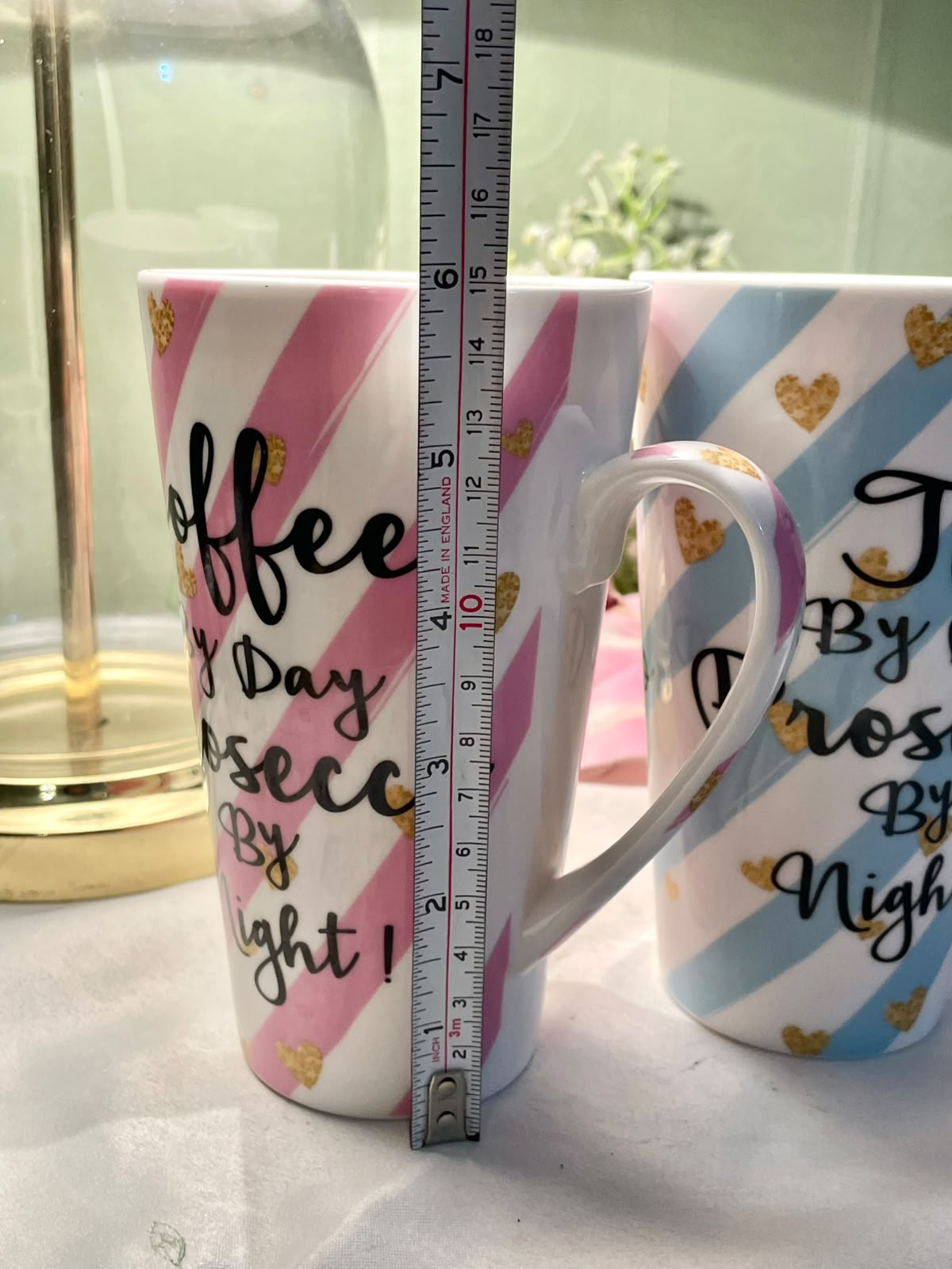 Leonardo Collection Pink & Blue Quote Coffee Mugs 2-Piece Set 6 in