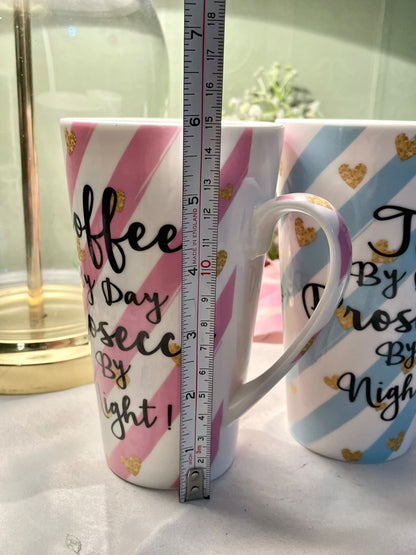 Leonardo Collection Pink & Blue Quote Coffee Mugs 2-Piece Set 6 in