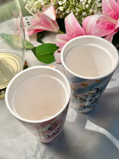Leonardo Collection Pink & Blue Quote Coffee Mugs 2-Piece Set 6 in