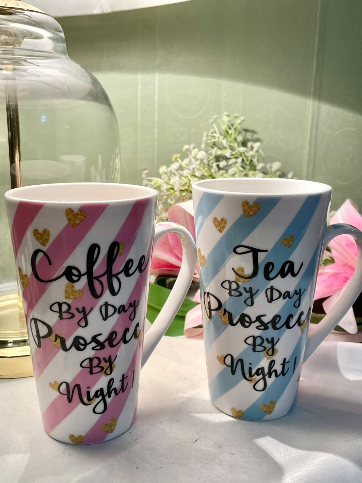 Leonardo Collection Pink & Blue Quote Coffee Mugs 2-Piece Set 6 in